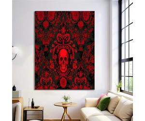 GDJSMIN Impression Sur Toile - Sans Cadre Tableau Decoration Murale - Style Baroque - 30×40 Cm 1Partie - Salon Peinture Tableaux Décoration - Texture De Crâne Rouge - Rouge
