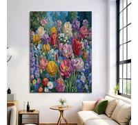GDJSMIN Impressions Murales Tulipes Coquelicots Sans Cadre, Jardin Anglais Affiches,Tableau Décoration Murale,Murale Art Toile Tableau,Pour Salon Chambre,50×70 cm