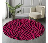 GDJSMIN Motif Zèbre Tapis Rond 120cmIntérieur Doux Antidérapant Lavable en Machine, Rose Tapis Décoratif de Texture Animale Réaliste pour Salon Chambre Salle à Manger