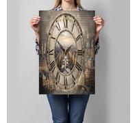 GDJSMIN Mural Sur Toile Horloge Murale Ancienne, Style Rétro Et Nostalgiquetoile Affiche Decoration Murale Tableau Art, 70×100 Cm Sur Salon Chambre Maison Decor Murale Art Sans Cadre Brun