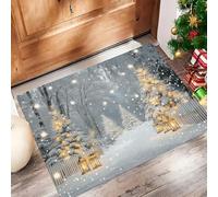 GDJSMIN Paillasson De Thème des Merveilles Hivernales, Tapis Éléments Lumineux Colorés Sapin Noël, Tapis De Sol Antidérapant Et Absorbant pour Porche, Intérieur Et Extérieur (Jaune,60 X 90 cm)
