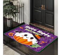 GDJSMIN Paillasson D'Intérieur Ambiance d'halloween 60 X 90 Cm pour Entrée De Maison, Antidérapant,Chapeau Fantôme Magicien Lavable en Machine, Petit Tapis pour Cuisine Entrée Porte D'Entrée,