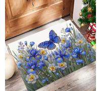 GDJSMIN Paillasson D'Intérieur Aquarelle 45 X 75 cm pour Entrée De Maison,Antidérapant, Motif Jonquille Et Iris, Lavable en Machine,Petit Tapis pour Cuisine,Porte D'Entrée