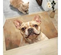 GDJSMIN Paillasson D'Intérieur Illustrations d'animaux Mignons 40 X 60 Cm pour Entrée De Maison, Antidérapant,Portrait Bouledogue Lavable en Machine, Petit Tapis pour Cuisine Entrée Porte D'Entrée,