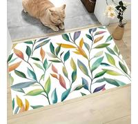 GDJSMIN Paillasson D'Intérieur Thème des Plantes 80 X 120 Cm pour Entrée De Maison, Antidérapant,Branches Et Feuilles À L'Aquarelle Lavable en Machine, Petit Tapis pour Cuisine Entrée Porte D'Entrée,