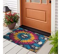 GDJSMIN Paillasson D'Intérieur Tie-Dye Rétro 60 X 90 Cm pour Entrée De Maison, Antidérapant,Motif Crâne Lavable en Machine, Petit Tapis pour Cuisine Entrée Porte D'Entrée,