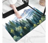 GDJSMIN Paillasson Vert Olive Forêt Aquarelle Pins Éléments De Montagne Tapis De Porte Résistant Doux À Poil Ras Paillasson Interieur Facile Nettoyer Tapis D'Entrée pour Salon Couloir 80 X 120 Cm