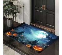 GDJSMIN Paillassons Intérieur Citrouille Pierre Tombale Arbre Mort, Tapis Souples Lavables Le Livre De La Jungle, Paillasson Absorbant Antidérapant À Profil Bas pour Entrée Porte,80 X 120 Cm Cyan
