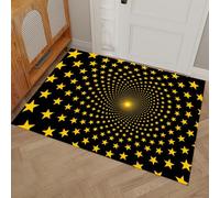 GDJSMIN Paillassons Intérieur Étoiles Vortex, Tapis Souples Lavables Illusion D'Optique Kaléidoscopique, Paillasson Absorbant Antidérapant À Profil Bas pour Entrée Porte,45 X 75 Cm Jaune