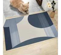 GDJSMIN Paillassons Intérieur Géométrie Blocs De Couleur Formes, Tapis Souples Lavables Style Minimaliste Nordique, Paillasson Absorbant Antidérapant À Profil Bas pour Entrée Porte,45 X 75 Cm Indigo