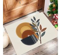 GDJSMIN Paillassons Intérieur Géométrie Forme De Feuille, Tapis Souples Lavables Style d'art Abstrait, Paillasson Absorbant Antidérapant À Profil Bas pour Entrée Porte,90 X 150 Cm Orange