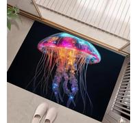GDJSMIN Paillassons Intérieur Méduses Bioluminescentes, Tapis Souples Lavables Technologies du Futur, Paillasson Absorbant Antidérapant À Profil Bas pour Entrée Porte,60 X 90 Cm Rose