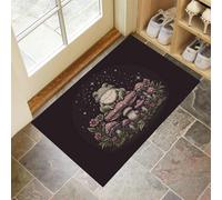 GDJSMIN Paillassons Intérieur Motif Mignon Grenouille Champignon, Tapis Souples Lavables Art Mystérieux, Paillasson Absorbant Antidérapant À Profil Bas pour Entrée Porte,45 X 75 Cm Vert