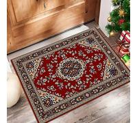 GDJSMIN Paillassons Intérieur Motifs Floraux Géométriques,Paillassons Souples Lavables en Machine, Motifs Mandalas Complexes Paillasson Absorbant Antidérapant À Profil Bas,90 X 150 cm Rouge Foncé