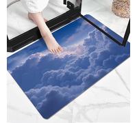 GDJSMIN Paillassons Intérieur Nuages Soleil, Tapis Souples Lavables Paysage Céleste, Paillasson Absorbant Antidérapant À Profil Bas pour Entrée Porte,50 X 80 Cm Bleu
