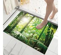 GDJSMIN Paillassons Intérieur Palmiers Lumière du Soleil, Tapis Souples Lavables Paysage Forestier, Paillasson Absorbant Antidérapant À Profil Bas pour Entrée Porte,40 X 60 Cm Vert