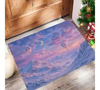 GDJSMIN Paillassons Intérieur Paysage De Rêve,Paillassons Souples Lavables en Machine, Paysage De Collines Enneigées Paillasson Absorbant Antidérapant À Profil Bas,80X120cm Rose Violet