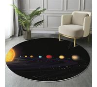 GDJSMIN Planètes De l'univers Tapis Rond 180Cmintérieur Doux Antidérapant Lavable en Machine, Noir Tapis Décoratif De Diagramme du Système Solaire pour Salon Chambre Salle À Manger