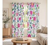 GDJSMIN Rideau Occultant Cœur Fleur, Lot de 2 Rideaux Occultant Thermique Isolant à Oeillets, Fleurs du Jardin, Decoration Chambre Salon Fenetre, 140L X 260H cm