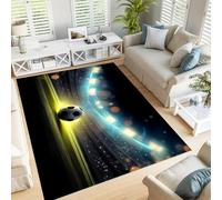 GDJSMIN Tapis à Stade Salon Match De Football Grand Antidérapant à Poils Courts Doux Chambre Poil Ras de Sol Vert, 150×210cm