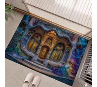GDJSMIN Tapis Architecture d'art Moderne - Tapis De Sol Antidérapant Et Lavable - pour Porte D'Entrée, Salle De Bain,Escaliers,Salle De Jeux,Salon, Bâtiment en Mosaïque Gaudí À Barcelone,45 X 75 cm