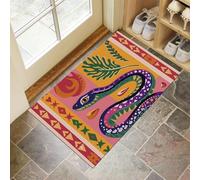 GDJSMIN Tapis Art Abstrait Entrée Intérieur - Tapis De Porte Serpent Égyptien Élément du Feu Antidérapant Anti-Poussière - Paillasson De Propreté Extérieur (Violet 45 X 75 Cm)
