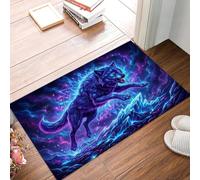 GDJSMIN Tapis Créatures Fantastiques Entrée Intérieur - Tapis De Porte Loup Féroce Rune Antidérapant Anti-Poussière - Paillasson De Propreté Extérieur (Violet Foncé 40 X 60 Cm)