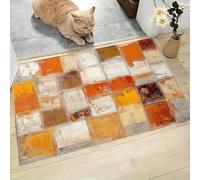GDJSMIN Tapis De Intérieur 50 X 80 Cm - Paillasson D'Intérieur Antidérapant Lavable - Paillasson De Résumé Moderne,Blocs De Couleur Géométriques pour Entrée Porte Avant Et Arrière,Orange
