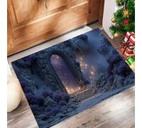 GDJSMIN Tapis De Porte Lavable Style D'Illustration Fantastique,Ciel Étoilé Porte Pierre Mystérieuse Tapis De Porte Avant Intérieur pour La Cuisine,Le Jardin, L'Entrée du Hall 45 X 75 cm,Violet
