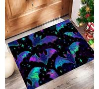 GDJSMIN Tapis De Porte Lavable Style Mystique,Éléments Chauves-Souris Et Étoiles Tapis De Porte Avant Intérieur pour La Cuisine,Le Jardin, L'Entrée du Hall 80 X 120 cm,Lavande
