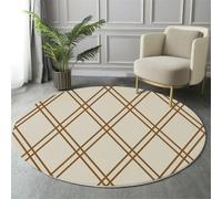 GDJSMIN Tapis De Zone Ronde en Losanges Crème pour Salon, Chambre À Coucher - Motifs Géométriques Lavable Sol Doux Et Confortable Tapis,(Taille : Diamètre 140Cm)