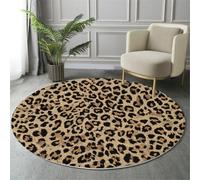 GDJSMIN Tapis De Zone Ronde Motif Léopard Brun pour Salon, Chambre À Coucher - Texture De Peau d'animal Lavable Sol Doux Et Confortable Tapis,(Taille : Diamètre 160Cm)