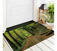 GDJSMIN Tapis Entree Interieur 80 X 120 Cm Sentiers Forestiers, Paillasson Interieur Entree Forêt Naturelle, Tapis De Sol Absorbant Lavable Antidérapant, Paillasson Fin pour Couloir,Vert