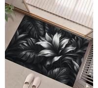GDJSMIN Tapis Motifs Plantes Tropicales - Tapis De Sol Antidérapant Et Lavable - pour Porte D'Entrée, Salle De Bain,Escaliers,Salle De Jeux,Salon, Illustrations Feuilles Plantes,45 X 75 cm