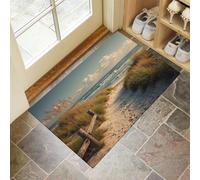 GDJSMIN Tapis Paysage De Dunes Au Coucher du Soleil Entrée Intérieur - Tapis De Porte Océan Texture De Sable Antidérapant Anti-Poussière - Paillasson De Propreté Extérieur (Beige 50 X 80 Cm)