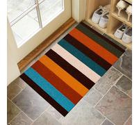 GDJSMIN Tapis Rayures Rétro Entrée Intérieur - Tapis De Porte Rayures Verticales Colorées Antidérapant Anti-Poussière - Paillasson De Propreté Extérieur (Orange 40 X 60 Cm)