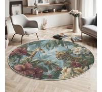 GDJSMIN Tapis Rond 200cm Vert Tapis de Salon Lavable en Machine Moquette Chambre Adulte Doux Perroquet Animal Motif Léopard Descente de Lit AntidéRapant Decoration Chambrel Mangerded