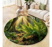 GDJSMIN Tapis Rond 80Cm Vert Tapis De Salon Lavable en Machine Moquette Chambre Adulte Doux Grands Arbres Descente De Lit Antidérapant Decoration Chambrel Mangerded
