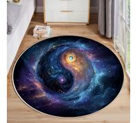 GDJSMIN Tapis Rond Antidérapant De Style De Fantasy Cosmique Diagramme Yin-Yang du Vortex Cosmique Doux Et Lavable en Machine pour Chambre À Coucher Salon Salle À Manger - 120Cm