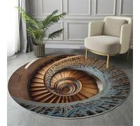 GDJSMIN Tapis Rond De Escalier en Colimaçon Doux Et Lavable en Machine pour Chambre À Coucher Salon Salle À Manger - 80Cm,Brun