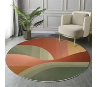 GDJSMIN Tapis Rond de Motifs Graphiques Abstraits Doux et Lavable en Machine pour Chambre à Coucher Salon Salle à Manger - 140cm,Terre Cuite