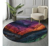 GDJSMIN Tapis Rond Salon Tapis Poil Ras Violet Rougeâtre Moelleux Lavable Moquette De Sol Antidérapant Merveilles Naturelles Formations Rocheuses,Ø 120Cm