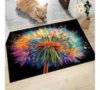 GDJSMIN Tapis Thème des Plantes Entrée Intérieur - Tapis De Porte Pissenlit À L'Aquarelle Antidérapant Anti-Poussière - Paillasson De Propreté Extérieur (Jaune Violacé 90 X 150 Cm)