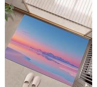 GDJSMIN Un Immense Lac Salé Onirique Paillasson Poudre Blush, Ciel Rose Montagnes Enneigées Tapis De Bienvenue pour Porte D'Entrée,Tapis De Noël Antidérapant pour Intérieur Ou Extérieur,40 X 60 Cm