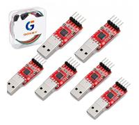 GDKEY CP2102 Lot de 6 adaptateurs série USB vers TTL, module convertisseur UART USB 2.0 avec en-tête 5 broches, sortie 3,3 V/5 V et fils de démarrage, pour Arduino, ESP8266, STM32, STC et électronique