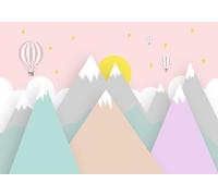 gdkldfg Papier Peint Panoramique Intissé 200cmx140cm Montagnes roses de dessin animé Géométrique,Decoration Chambre/Salon,Tapisserie,Poster Murales