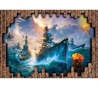 gdkldfg Papier Peint Panoramique Intissé 300cmx210cm Bleu océan navire de guerre dessin animé,Decoration Chambre/Salon,Tapisserie,Poster Murales