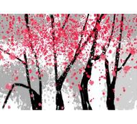 gdkldfg Papier Peint Panoramique Intissé 300cmx210cm Forêt rouge aquarelle Zen,Decoration Chambre/Salon,Tapisserie,Poster Murales