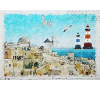 gdkldfg Papier Peint Panoramique Intissé 300cmx240cm Dessin animé Paysage marin Architecture,Decoration Chambre/Salon,Tapisserie,Poster Murales