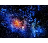 gdkldfg Papier Peint Panoramique Intissé 300x240cm Univers Cartoon Étoiles Cosmos Bleu Pour Chambre D'Enfant,Decoration Chambre/Salon,Tapisserie,Poster Murales
